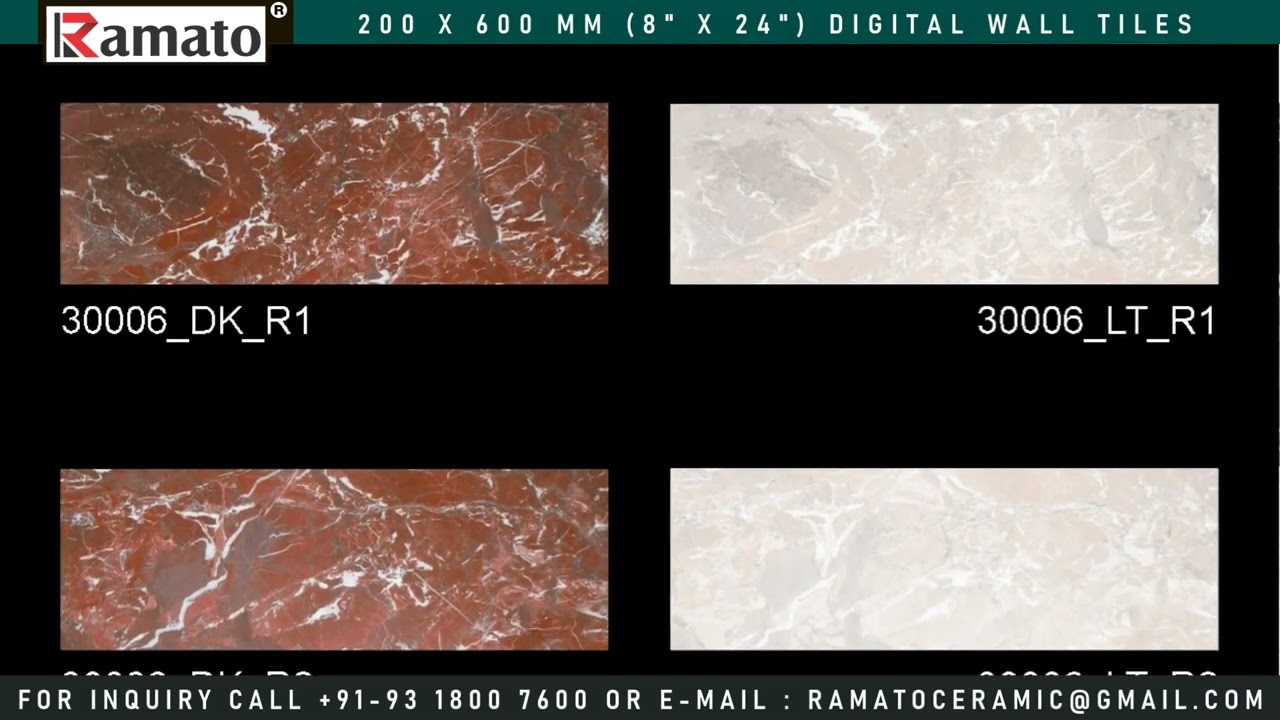 Glossy Series Digital Wall Tiles 200x600mm 8x24inch | Morbi Gujarat INDIA | Latest Wall Tiles Finish