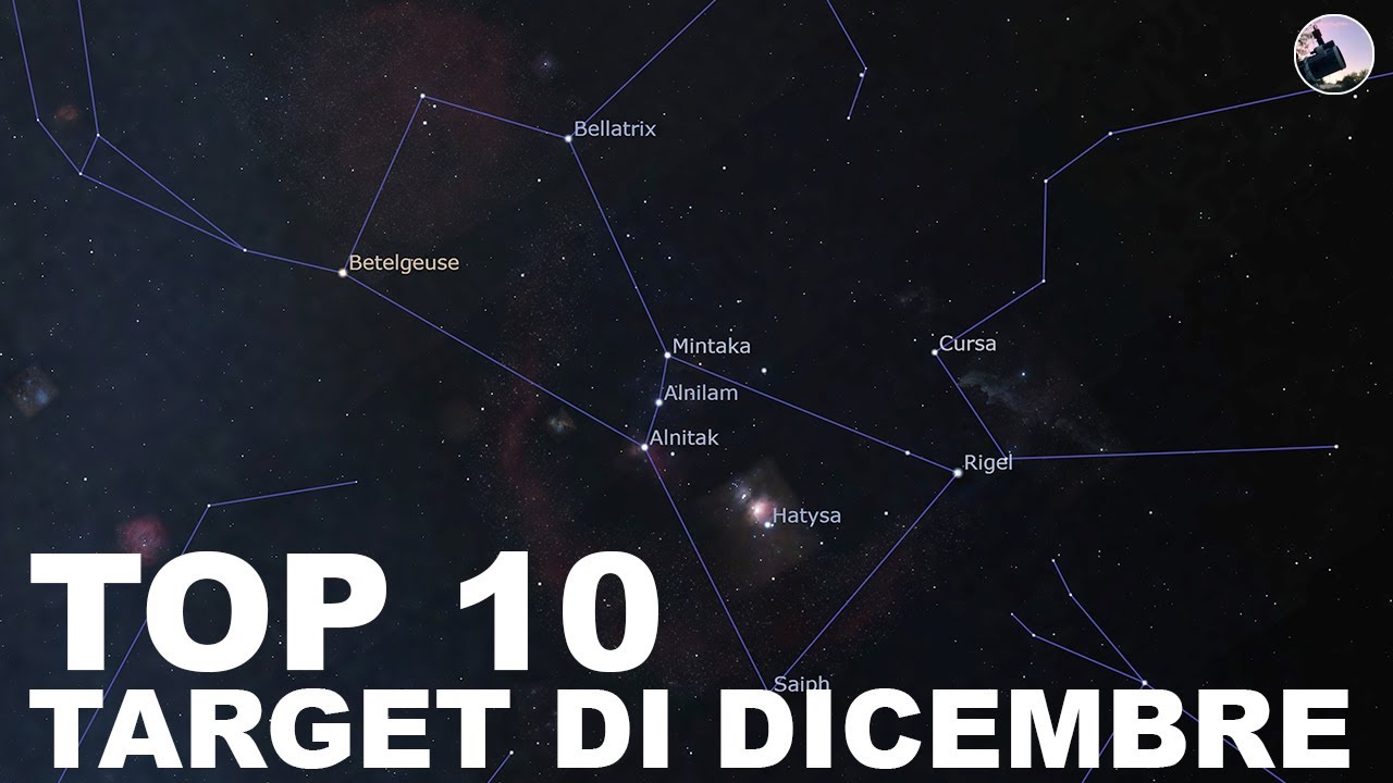 TOP 10 OGGETTI ASTRONOMICI DA FOTOGRAFARE A DICEMBRE in base alla MAGNITUDINE