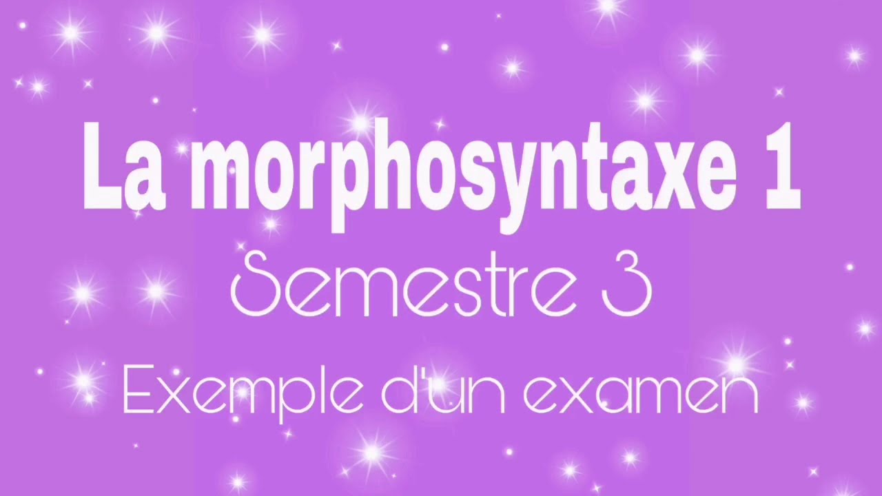 La morphosyntaxe1 s3 💯💯
