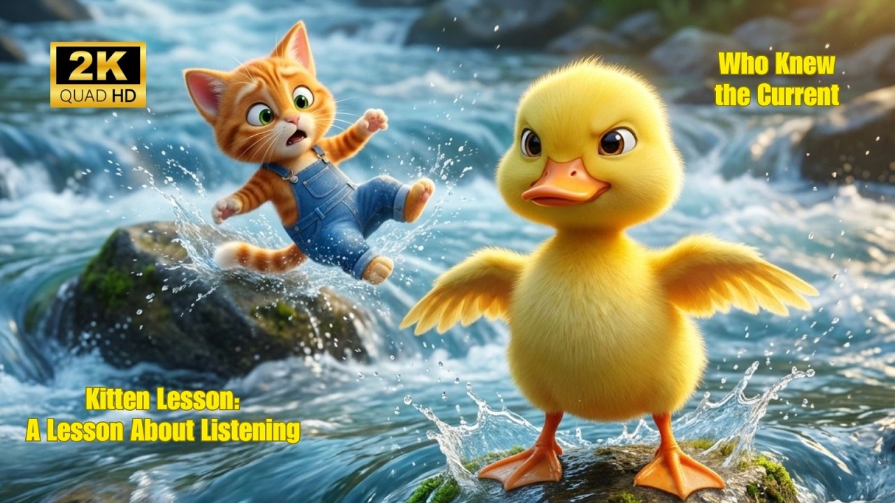 Cat Story: Kitten LEO & The Duckling Who Knew the Current 🐥🌊 A Lesson About Listening