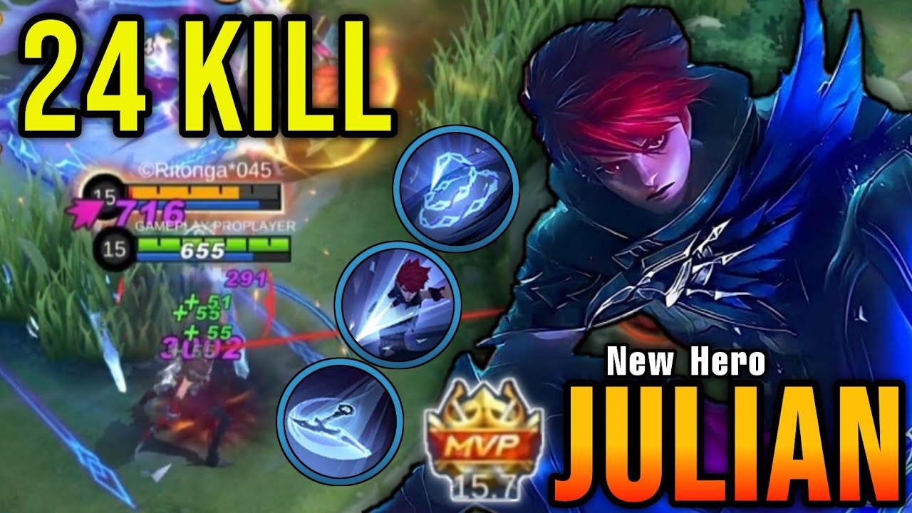 24 Kills!! New Hero Julian Mobile Legends Gameplay & Build - New Hero Tryout ~ MLBB