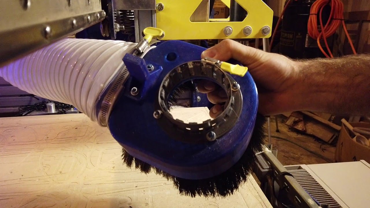 3D printed dust shoe for ShopBot PRS with air drill