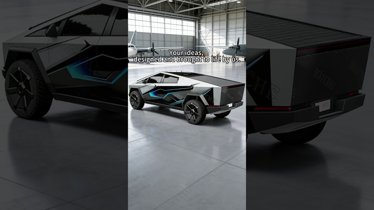 Tesla Cybertruck Futuristic Mecha Wrap | 3D 360° Preview & Detail Close-Ups  