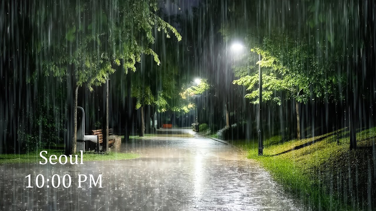 Relax Your Mind with Soft Rain on a Night Park | Sleep Deeper & Relax Better with ASMR Rain