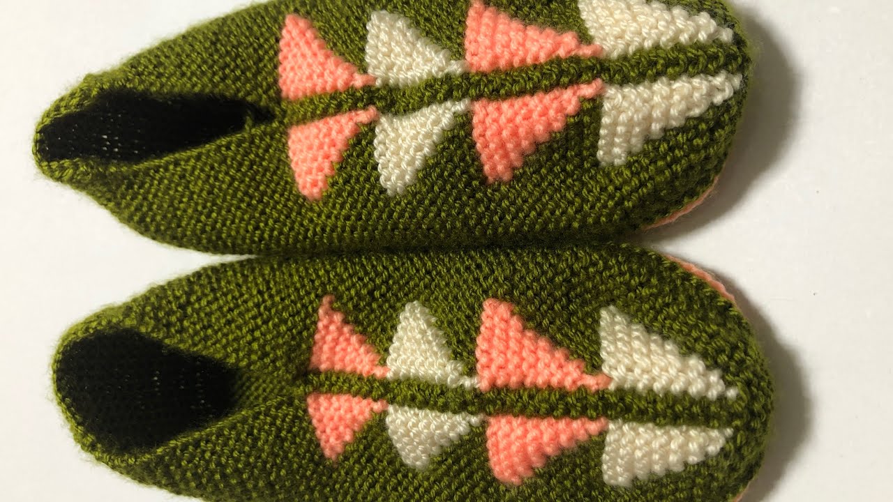 ✅ İKİ 🧦ŞİŞ ✅dikişsiz patik modelim yapılışı kilim desenli patik modelim çok kolay 👍