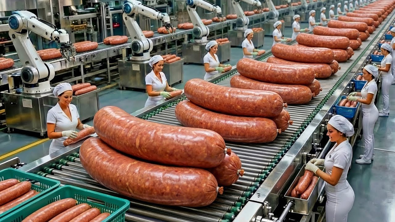Inside a Modern Sausage Processing Factory | From Raw Meat to Finished Sausages | Full Process