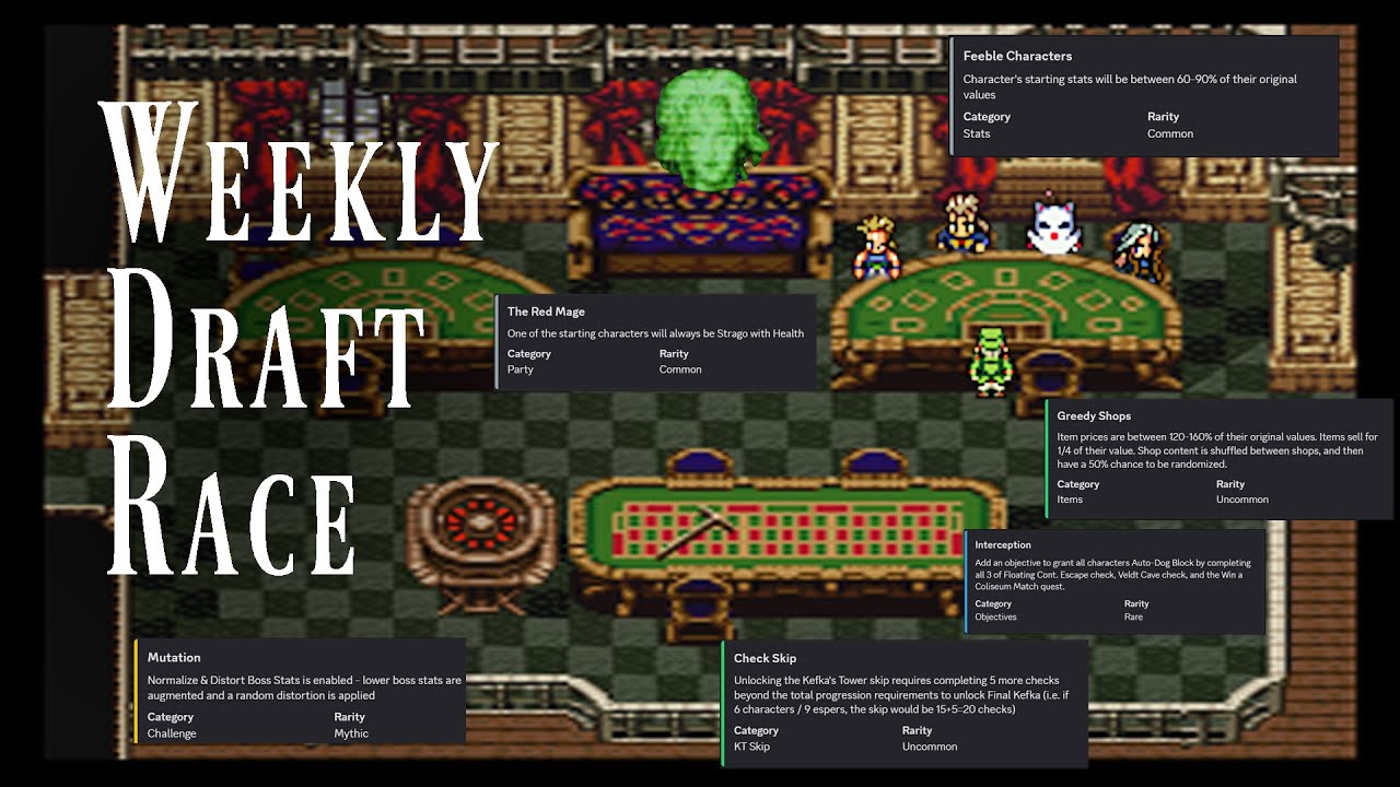 Final Fantasy 6 Worlds Collide Randomizer Weekly Draft Race!!