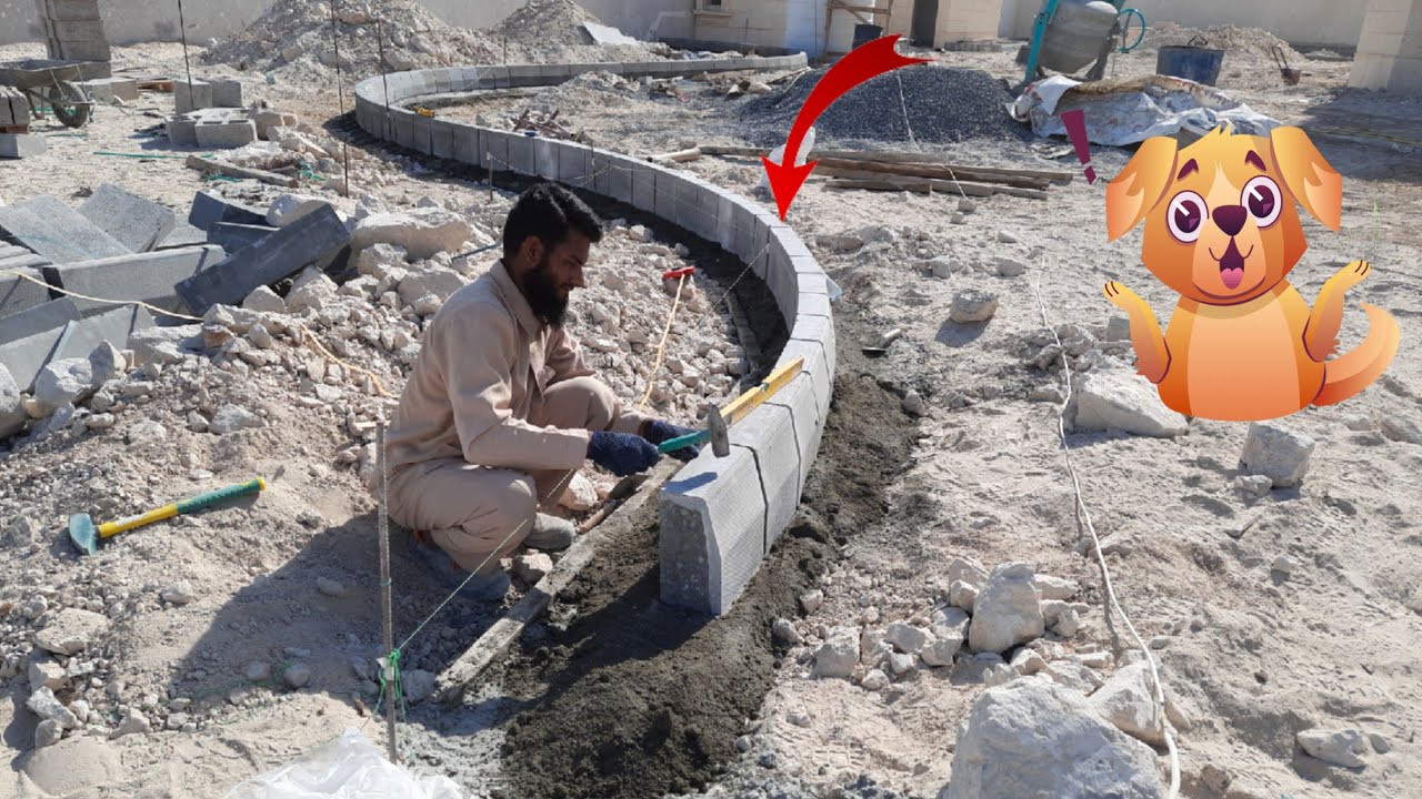#roundkerbsstonworkound kerbs stone work on footpath Footpath pe golai me block lagany ka kam