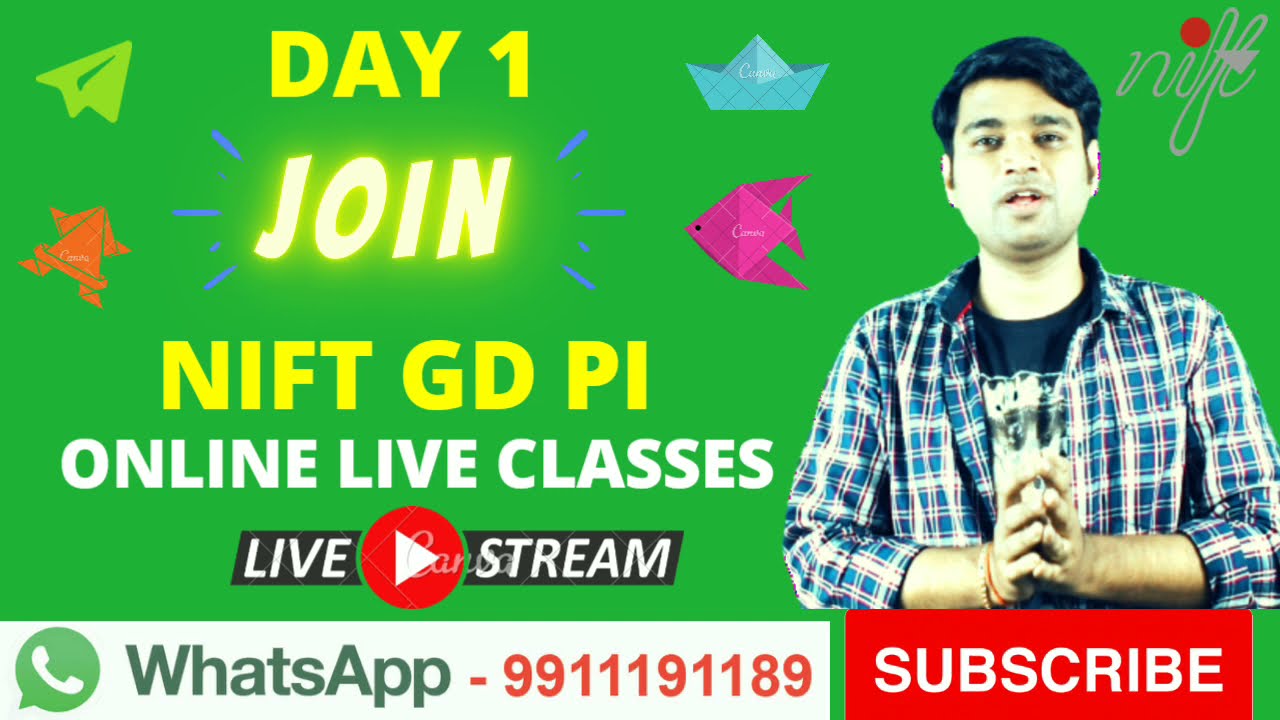 Nift GDPI GD PI Live Online classes on YouTube 8:00 | WhatsApp for Google Meet