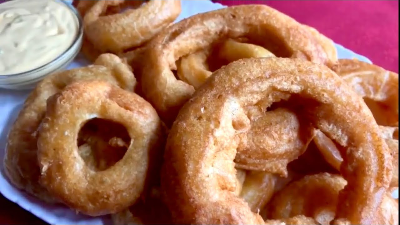 AROS DE CEBOLLA CON TEMPURA SIN HUEVO NI LECHE SÚPER CRUJIENTES