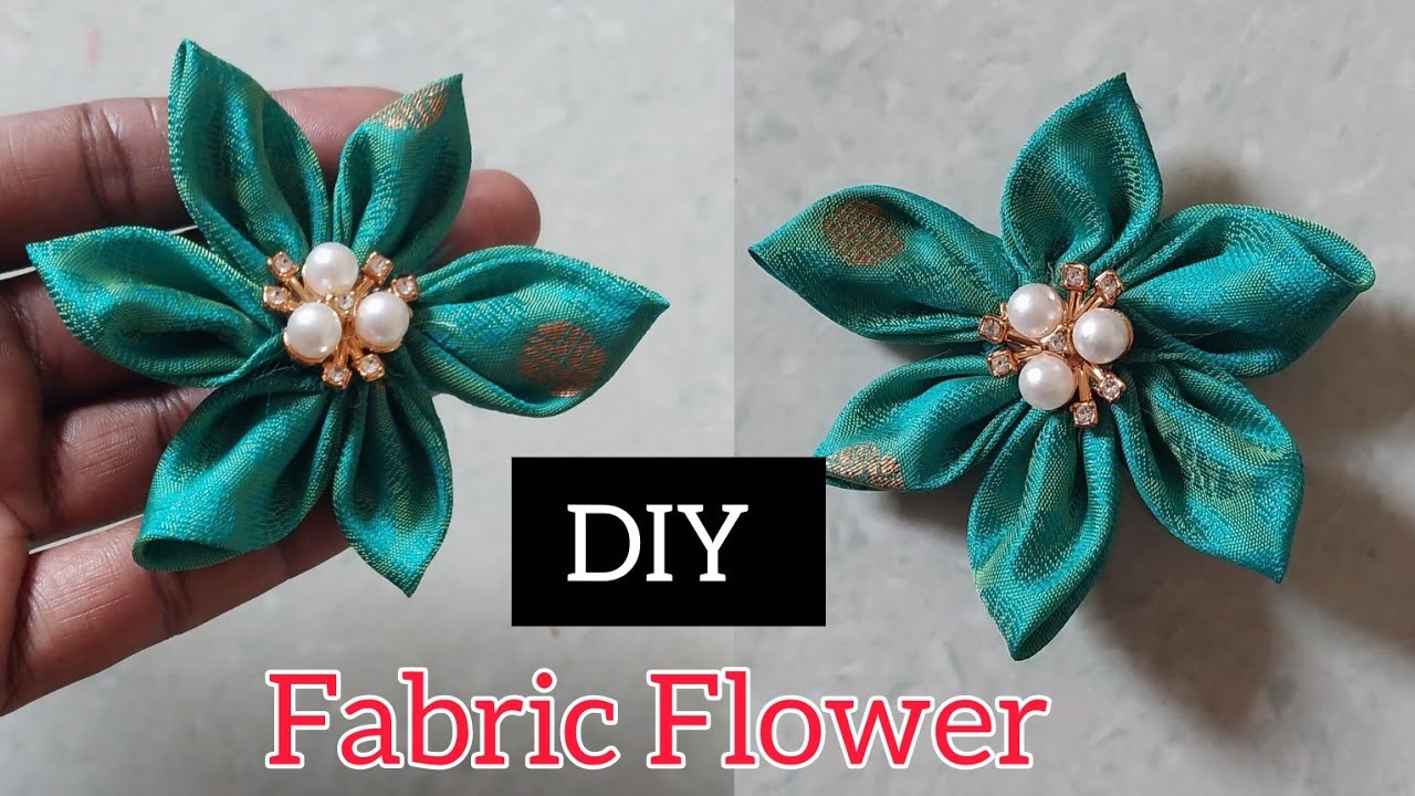 🟣DIY Fabric Flower making tutorial🧵Fabric Flower cutting and stitching✂️How to make Fabric Flower 🪡