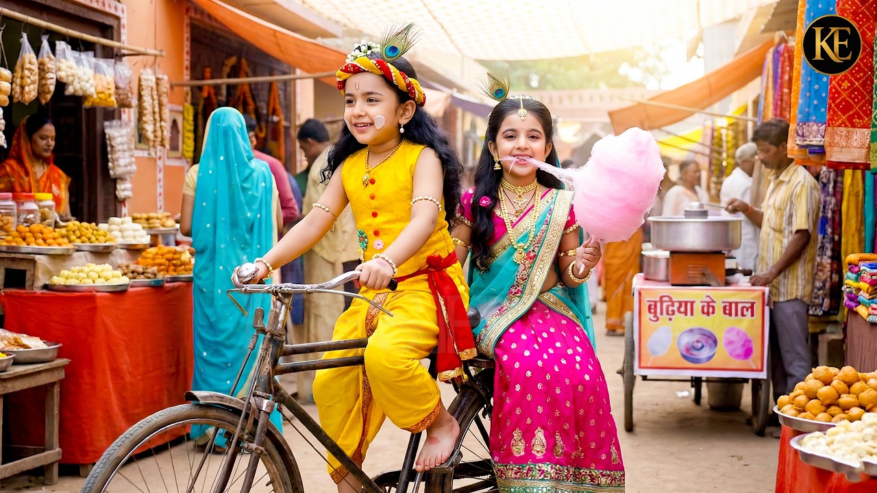 जब बाल कान्हा चुपके से राधा को ले गए मेले में और खिलाए बुढ़िया के बाल! || Shree Krishan leela