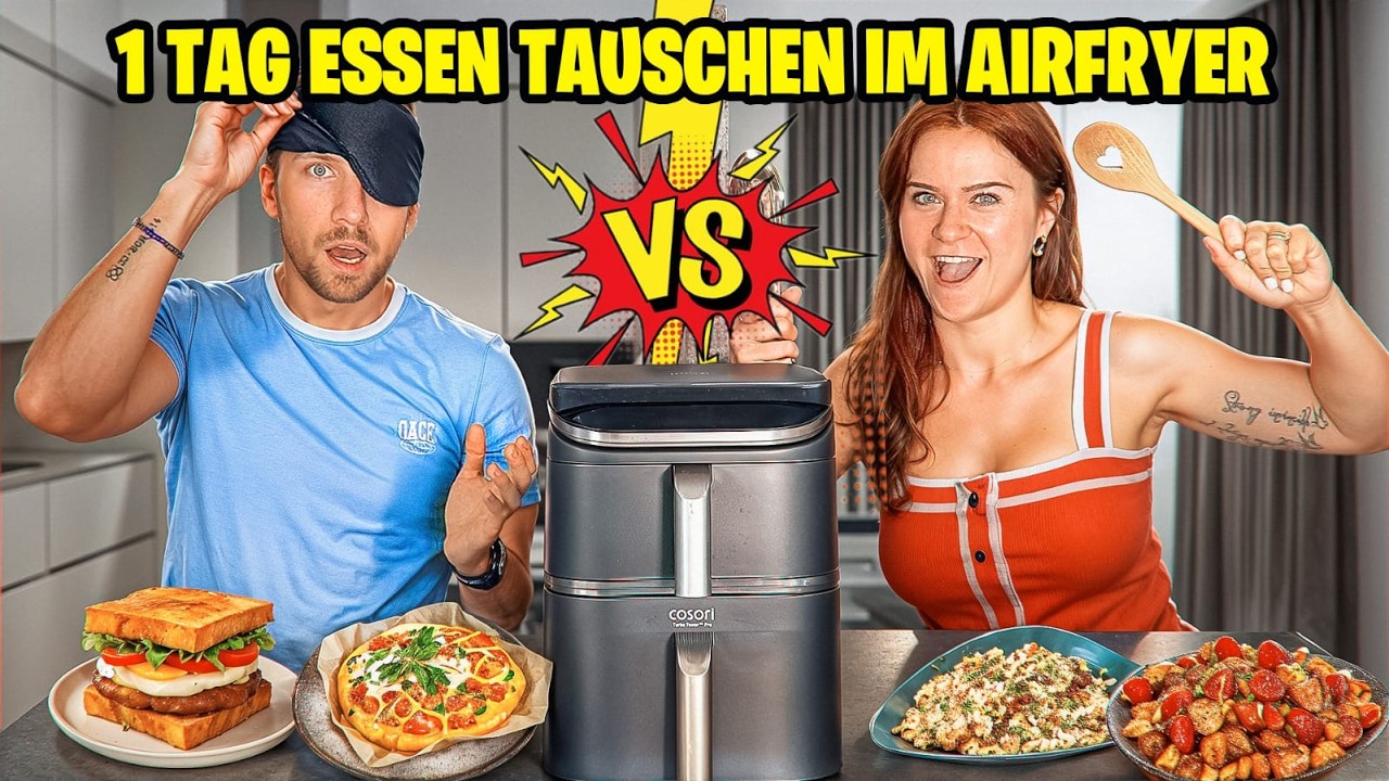 1 Tag Essenstausch mit meiner Frau im Airfryer | TeamTapia