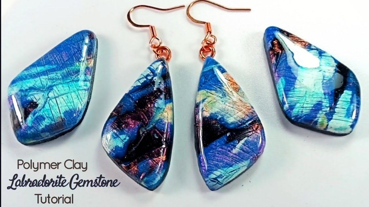 Clay Jewellers: Faux Labradorite Gemstone Tutorial / Polymer Clay Earrings / LoviCraft