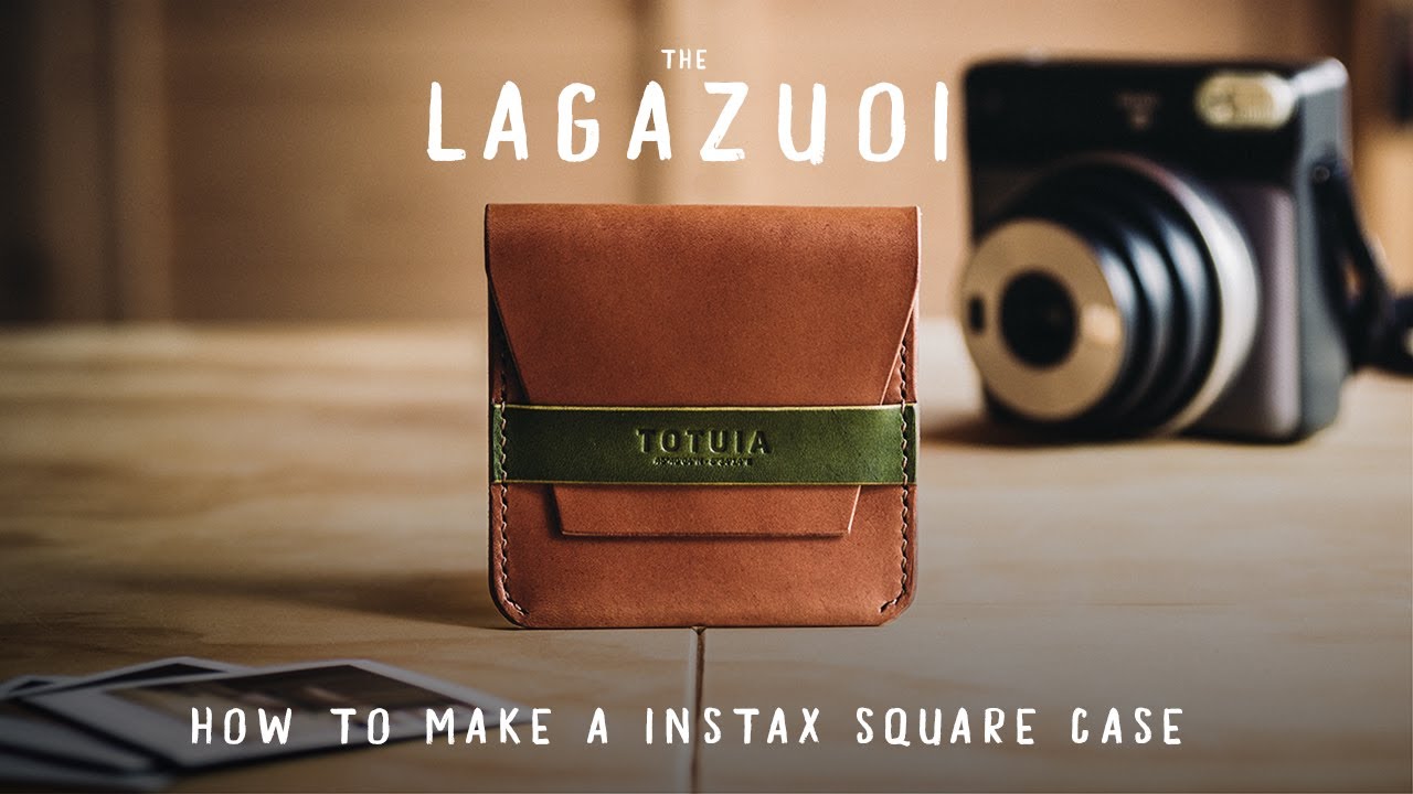 How to make a LEATHER INSTAX SQUARE film case | ASMR