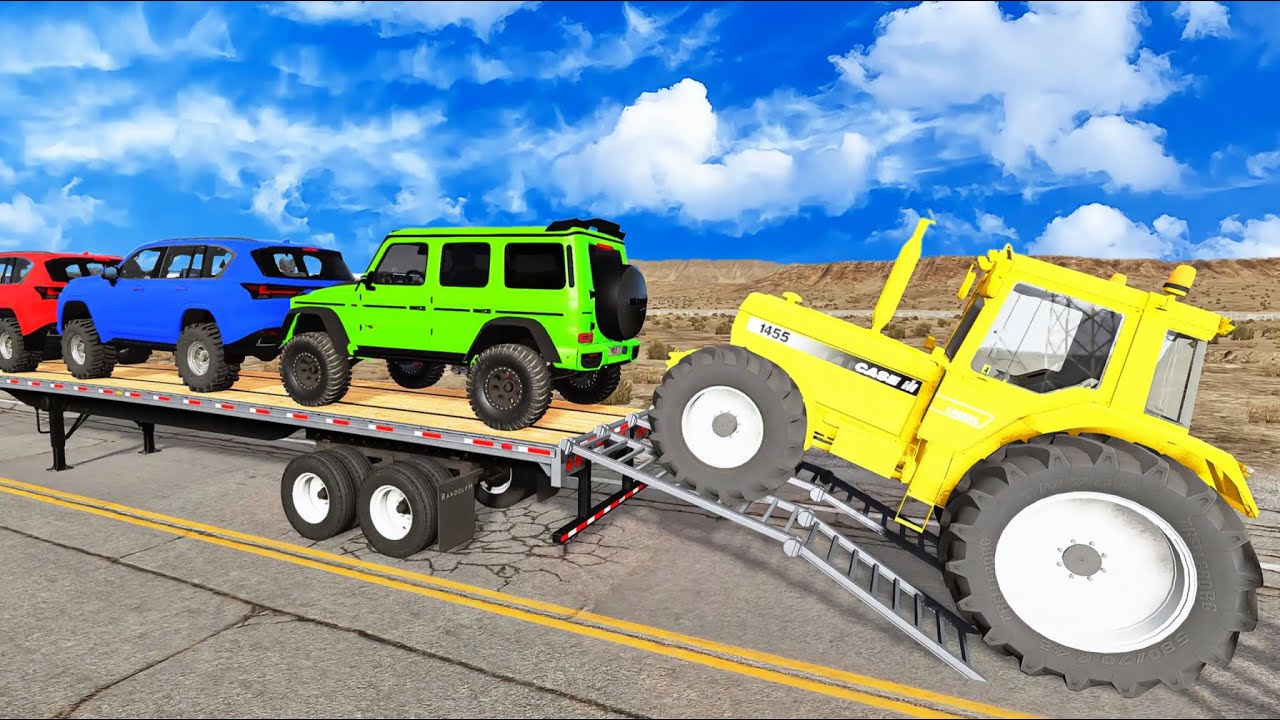 Flatbed Truck Mcqueen | Transportation with Truck - Pothole vs Car #2 - BeamNG.Drive