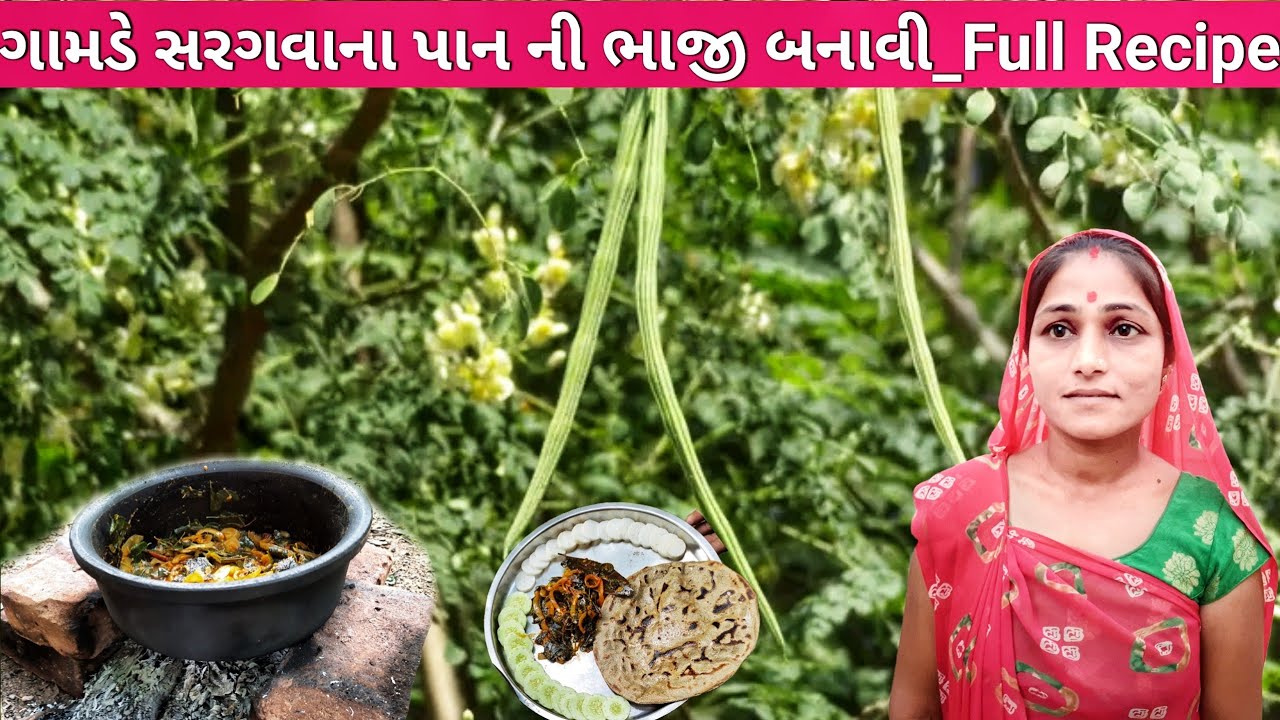 ગામડે સરગવાના પાનની ભાજી બનાવી | Drumstick Curry Recipe | सहजन की सब्जी |