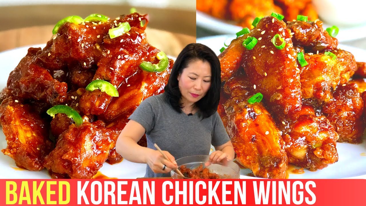Korean Chicken Wings: CRUNCHY BAKED WINGS w TWO Sauces (Dakgangjeong 닭강정) (양염치킨) 두 가지 소스 레시피