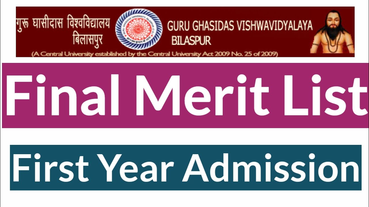 GGU|Final Merit List|First Year Admission