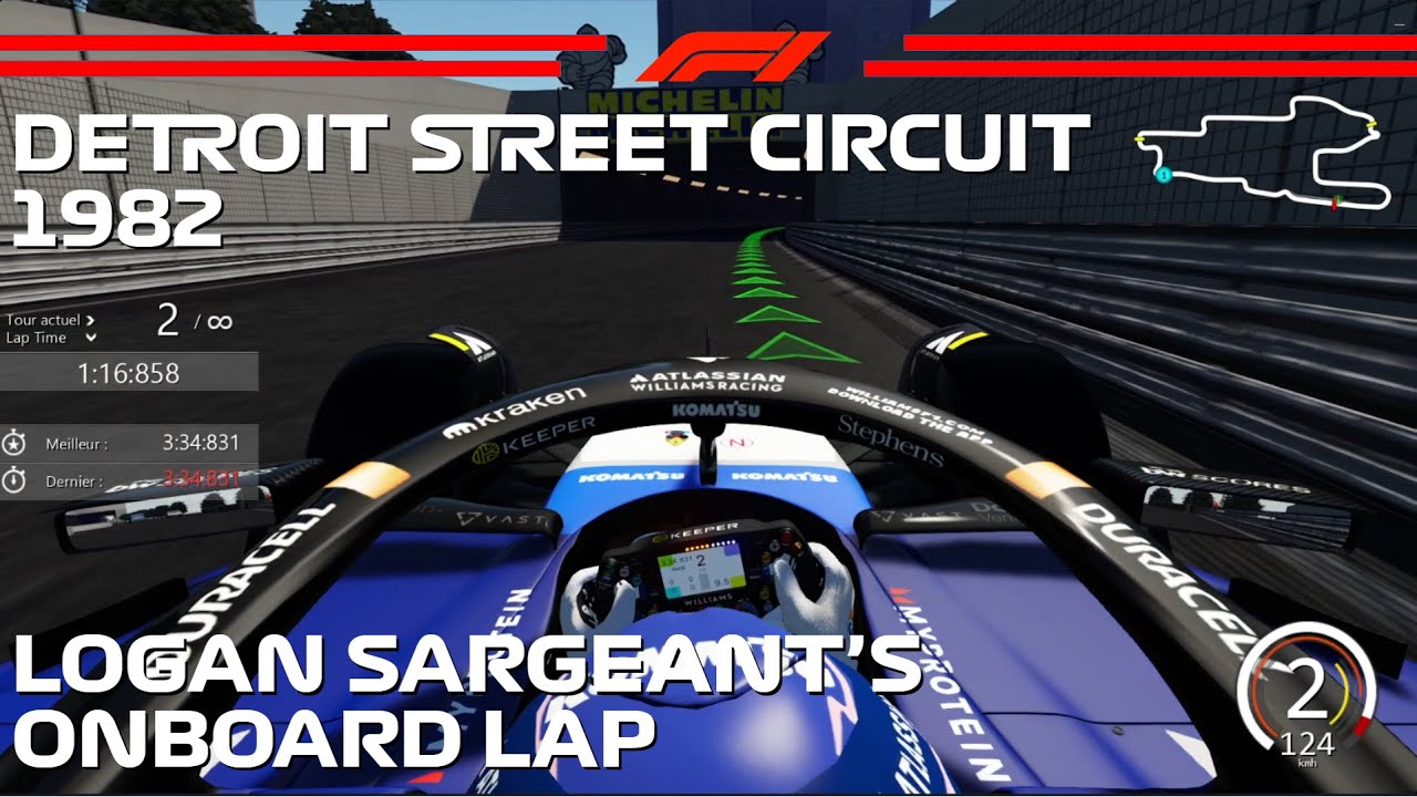 F1 2025 Detroit Street Circuit (1982–1988) | Logan Sargeant Onboard - Assetto Corsa