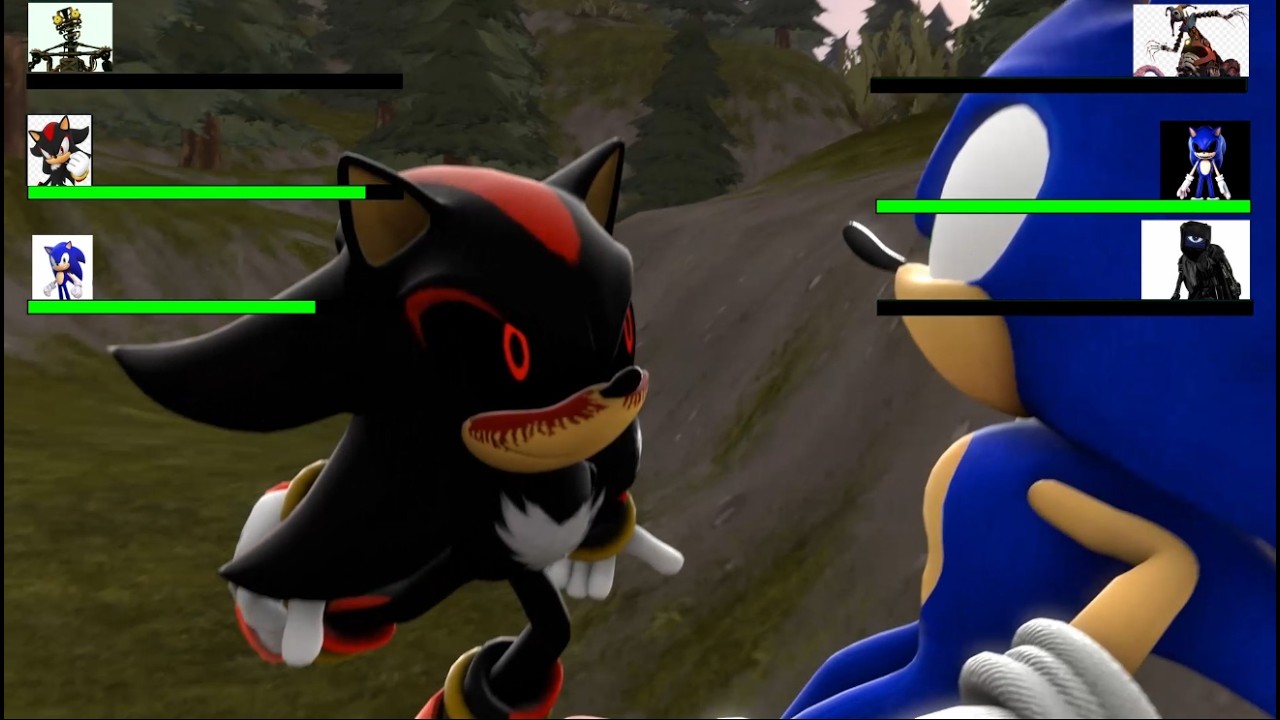 SHADOW AND SONIC VS SONIC.Exe 3 vs POPPY PLAYTIME CHAPTER 5 Prototype Dr.Sawyer  With HEALTHBARS