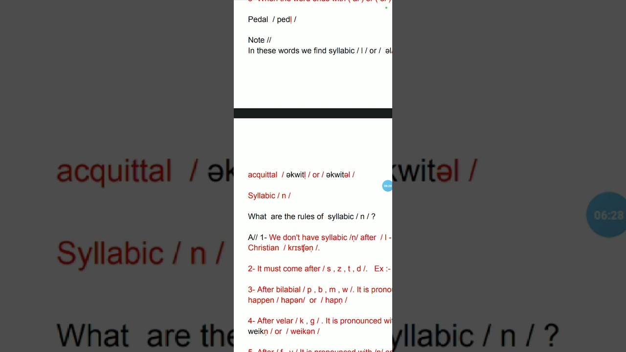 شرح syllabic consonants بالتفصيل
