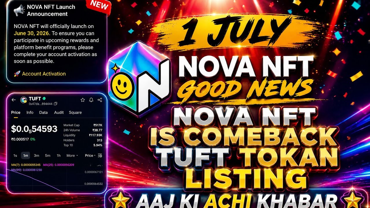 Nova NFT New Update Today | TUFT TOKEN Listing Update | Treasure NFT Withdrawal Update | Nova NFT