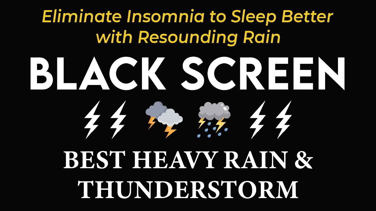Устраните бессонницу с помощью громкого дождя и грохота грома ночью - черный экран для сна