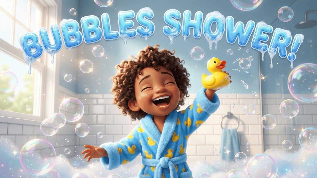 BUBBLES SHOWER! 🧼🫧 Hora do Banho e Vocabulário em Inglês (Bath Time for Kids)