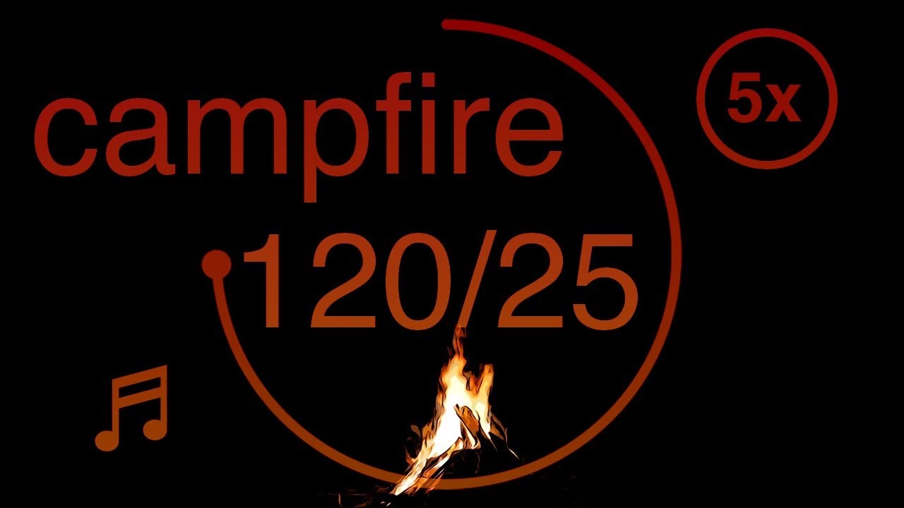 120/25 - Pomodoro - 120 minute timer with 25 minute breaks - Campfire Sounds