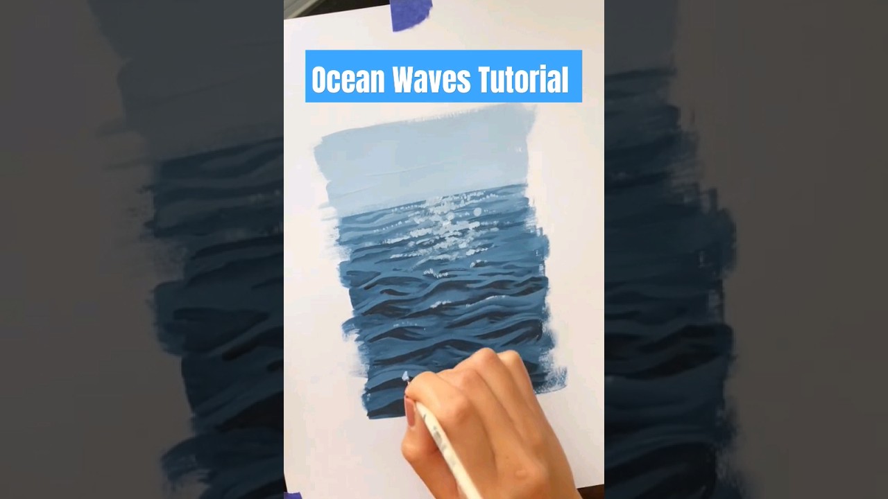How To Paint OCEAN WAVES - Acrylic Painting Tutorial #shorts #acrylicpainting #paintingtutorial