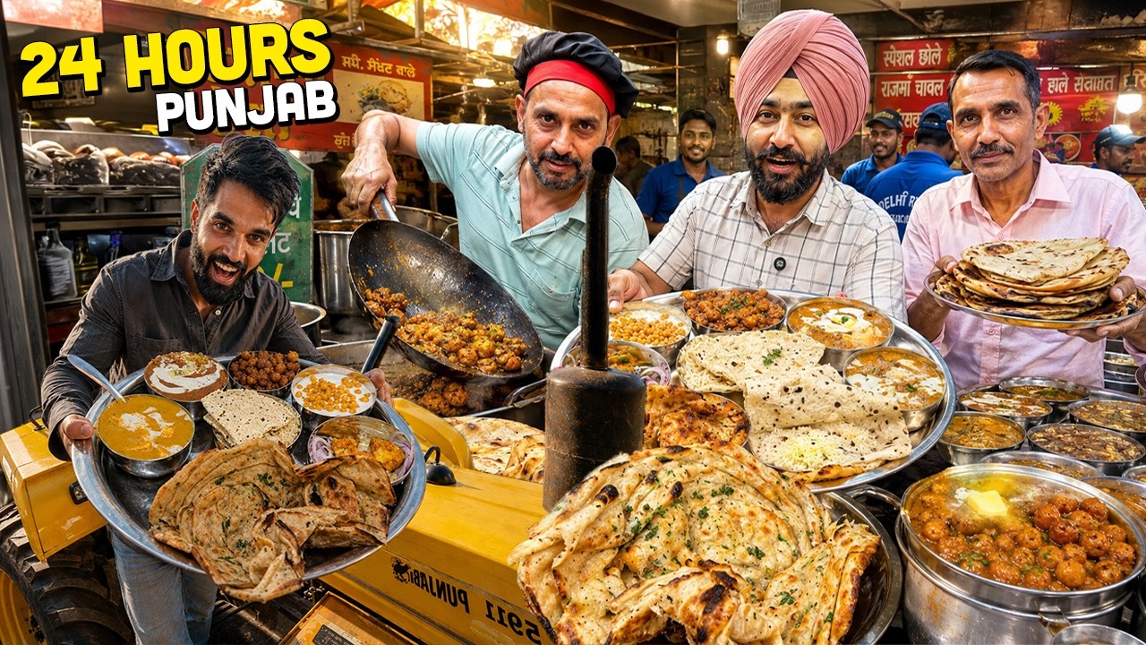 24 Hours PUNJAB Food Exposing | 5 Places, 30+ Items 2AM to 10PM! ELITE Indian Street Food Worth It?