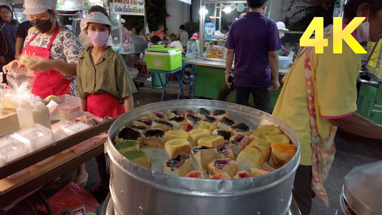 4K | Street Food Paknam Night Market in the evening / Samut Prakan