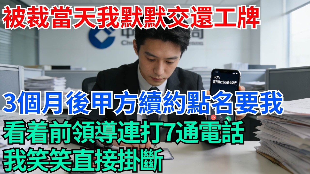 被裁當天我默默交還工牌，3個月後甲方續約點名要我，看着前領導連打7通電話，我笑笑直接掛斷【奇趣天下】#職場逆襲#職場智慧#爽文職場#工作日常#完結爽文
