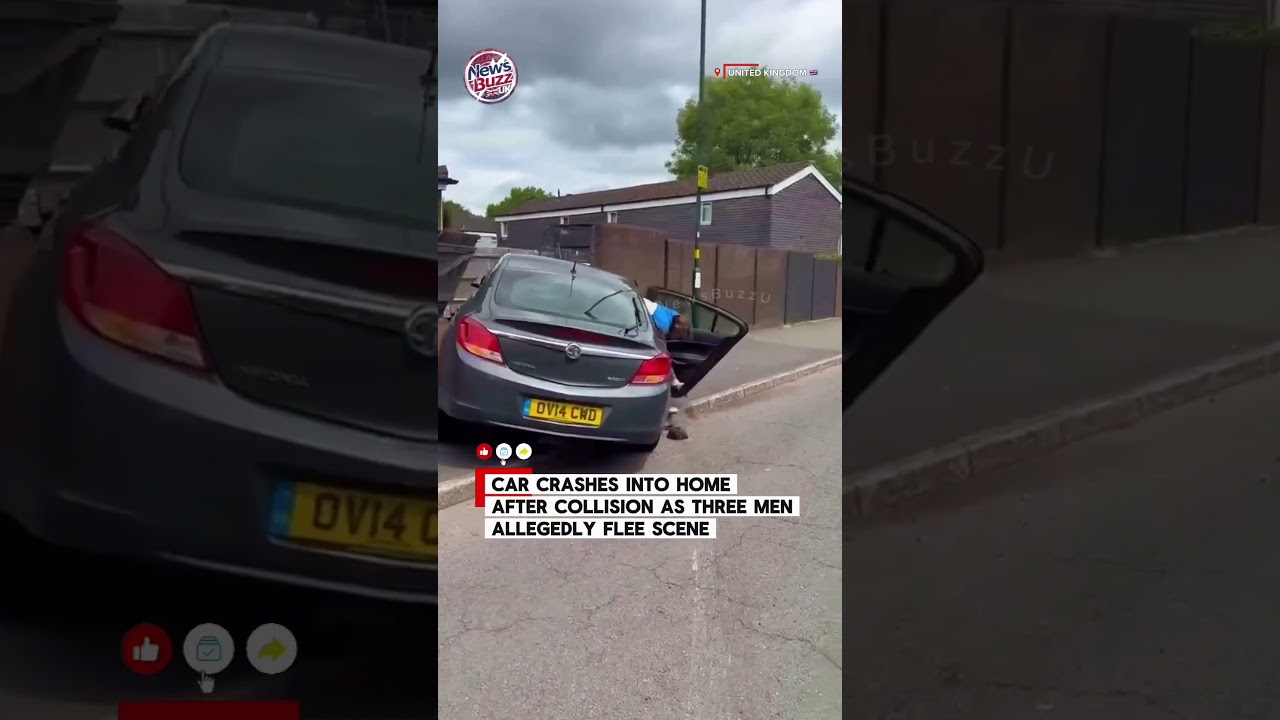 Car Crashes Into Home After Collision As Three Men Allegedly Flee Scene