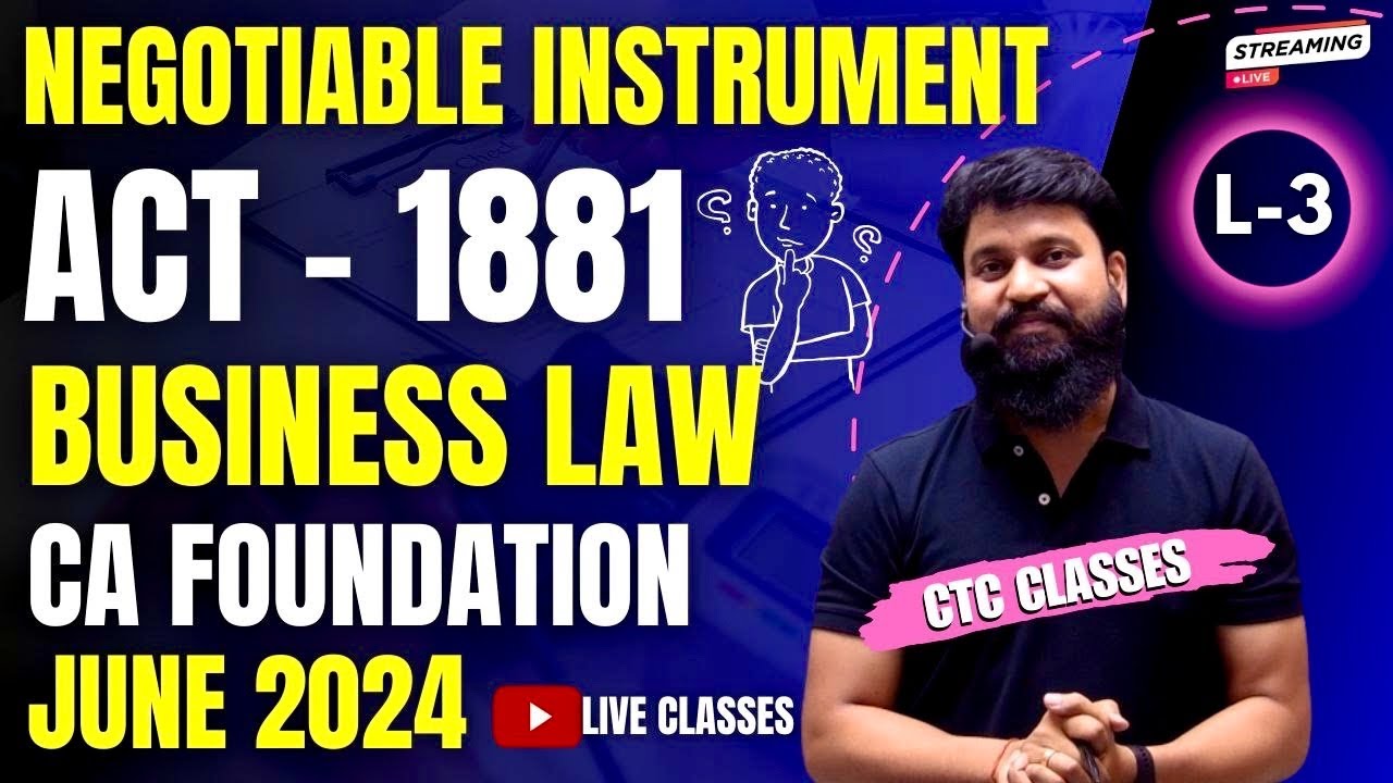 L 3 I Negotiable Instrument Act 1881 CA Foundation I CA Foundation June 24 Business Law Chapter 7