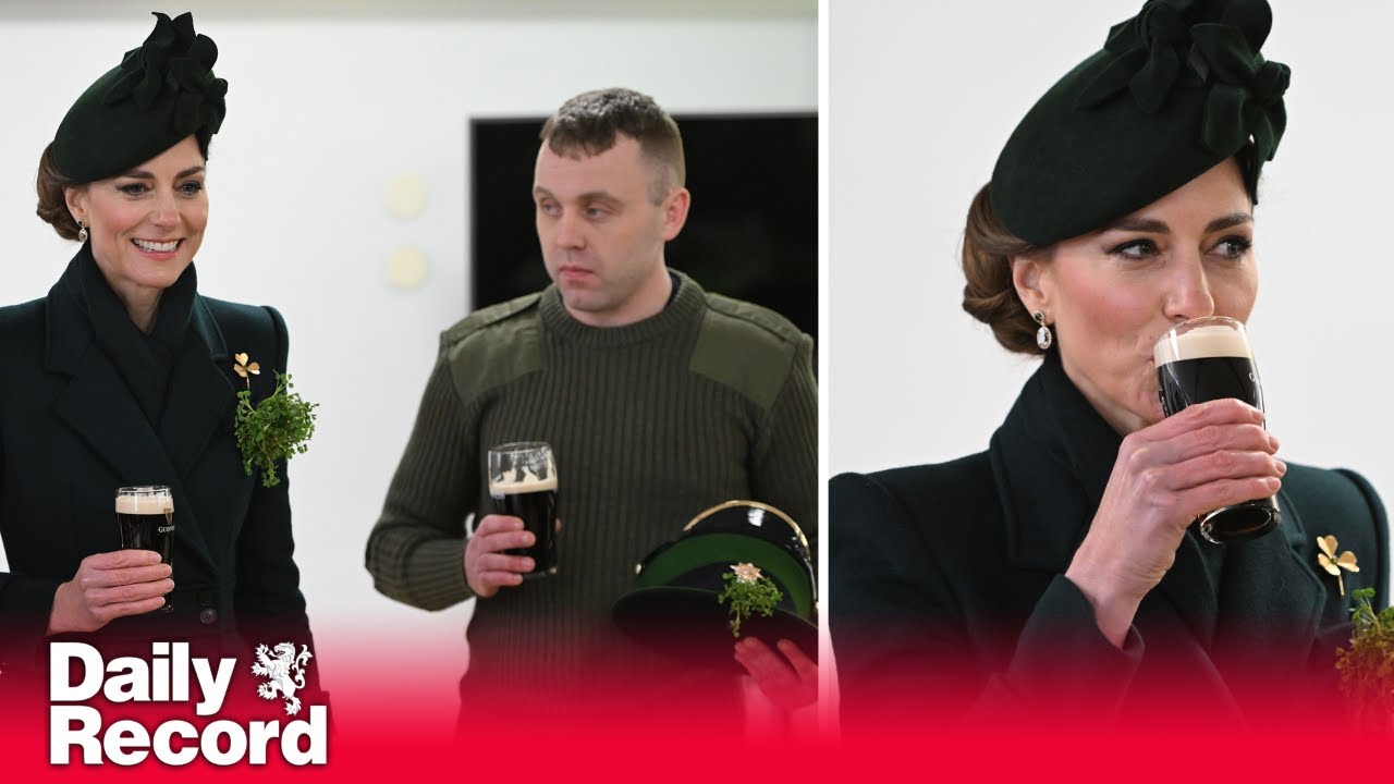 Kate Middleton celebrates St Patrick's Day with a Guinness on visit to military barracks