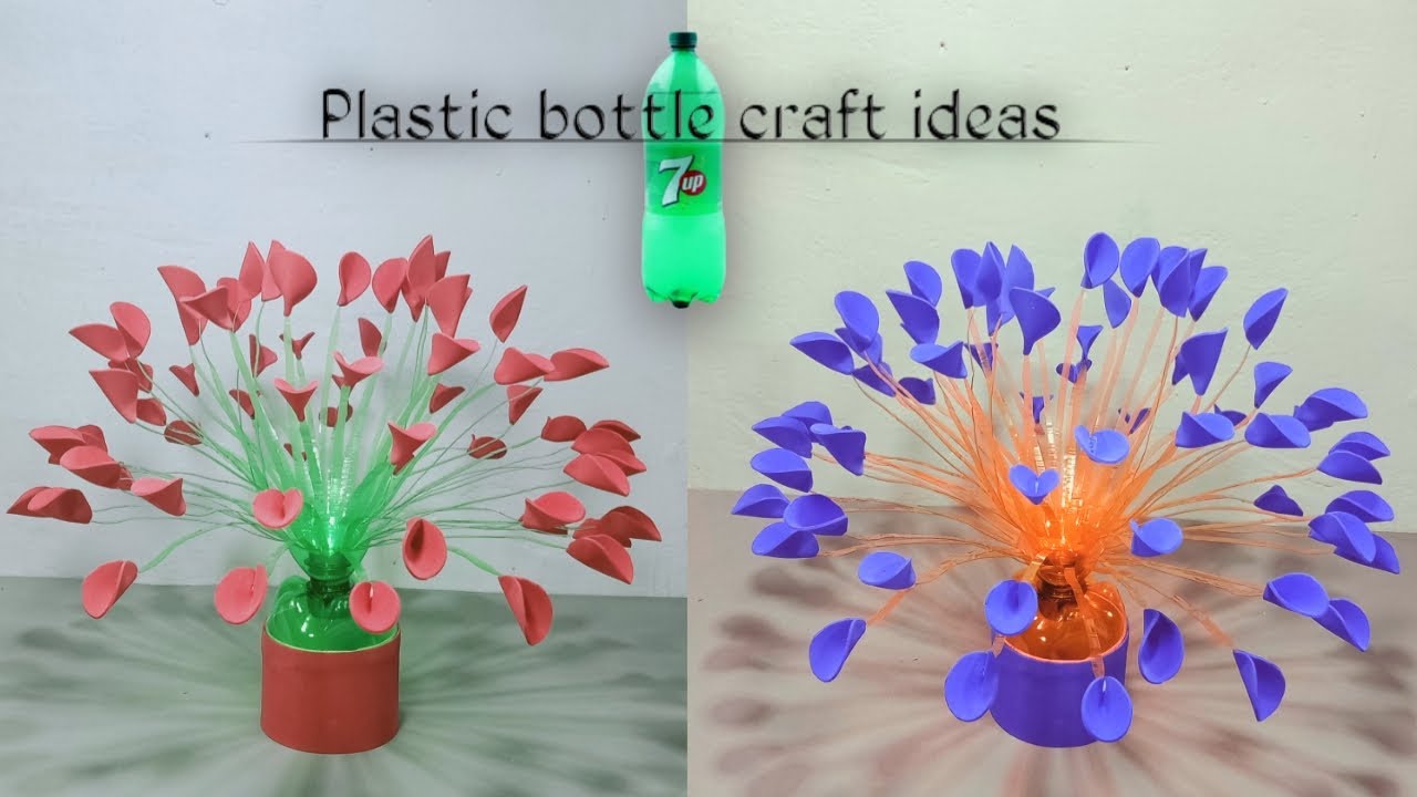 Recycle plastic bottle into flower & vase | plastic bottle craft idea | PVC pipe flower vase making