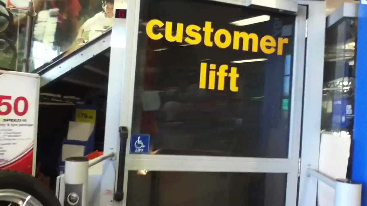Phoenix semi-automatic platform lift at Halfords, Crawley