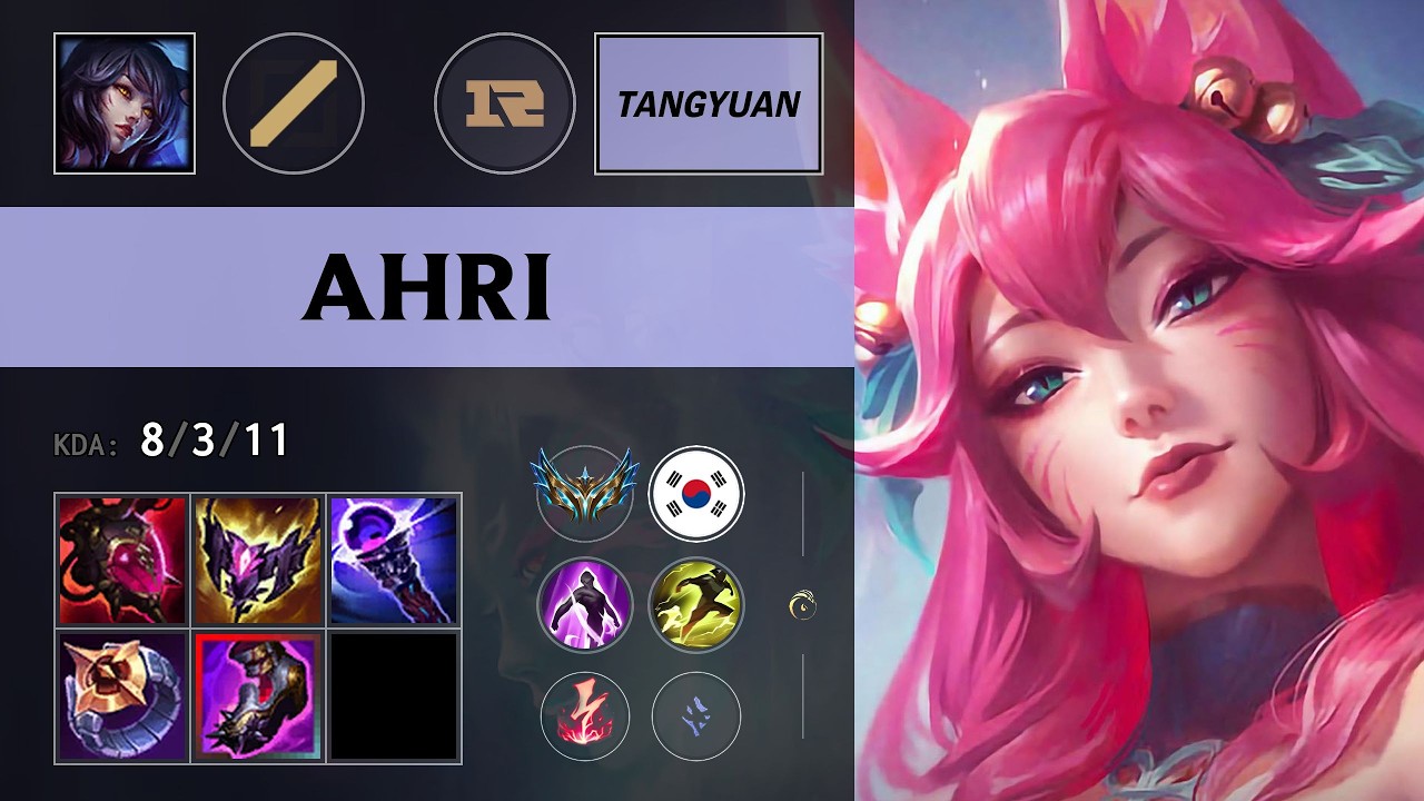 (RNG Tangyuan) Ahri Mid vs Akali - KR Challenger Patch 26.14