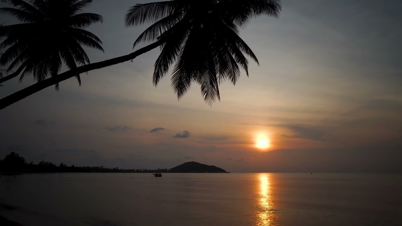 Sunset Beach - gentle incoming tide on a tropical beach at sunset in 4K