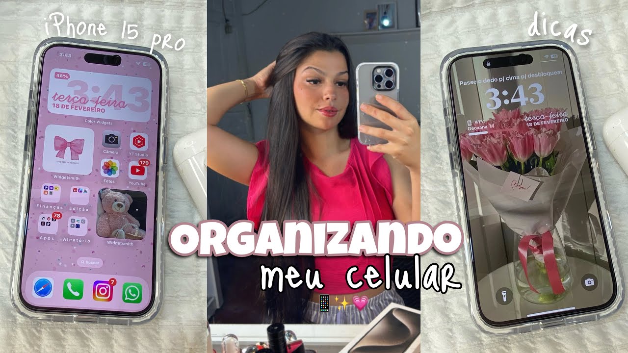 ORGANIZANDO MEU CELULAR NOVO DO ZERO 💗✨| iPhone 15 pro