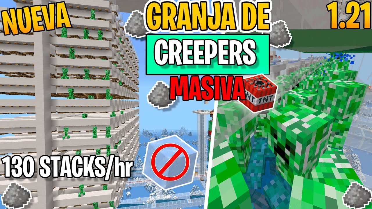 ✅ LA MEJOR GRANJA de Creepers/Pólvora Minecraft Bedrock 1.21