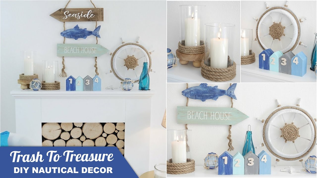 DIY Nautical Farmhouse Décor ⚓ Trash to Treasure Thrift Store Beach and Coastal Crafts Decorations.