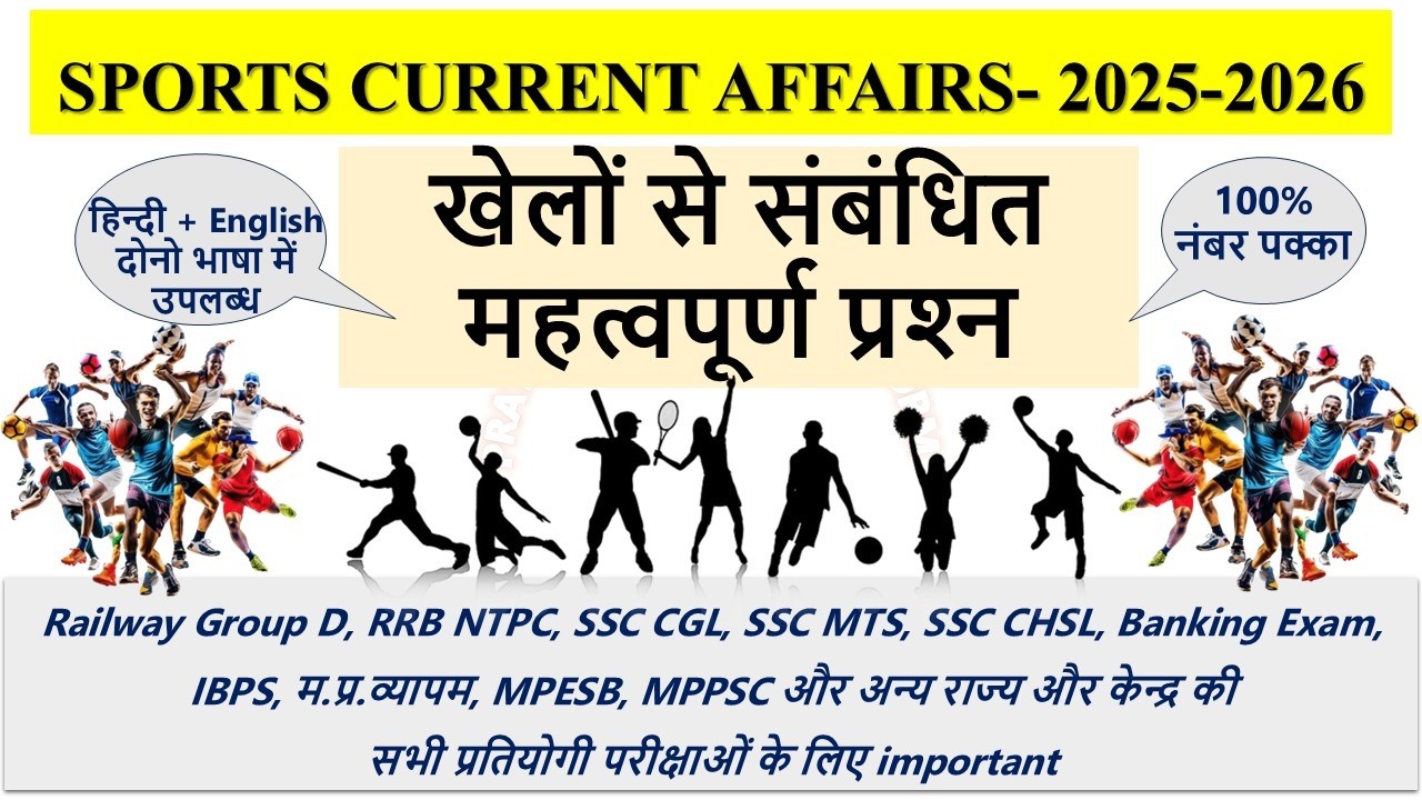 खेलों से संबंधित महत्‍वपूर्ण प्रश्‍न || Sports Important MCQ 2025-26 || Sports Current Affairs 2026