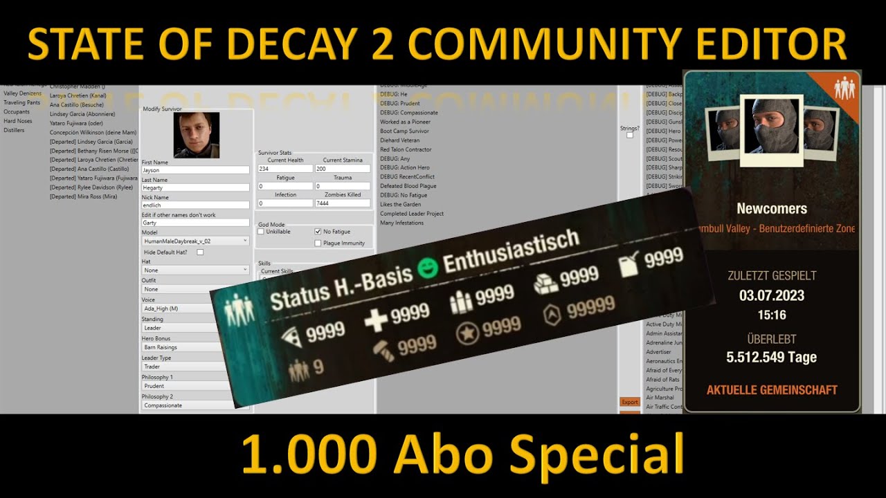 Community Editor für State of Decay 2 | 1.000 Abo Special
