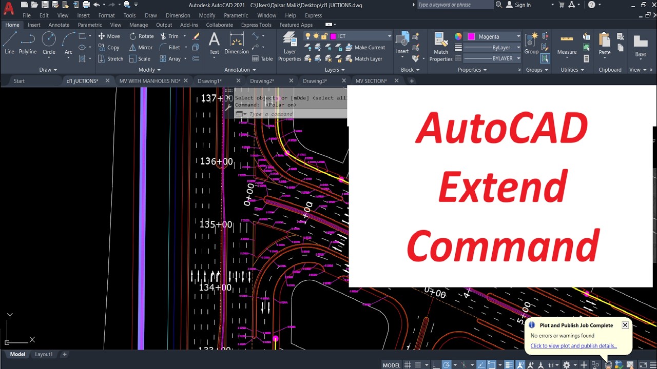 Autocad Extend Command.