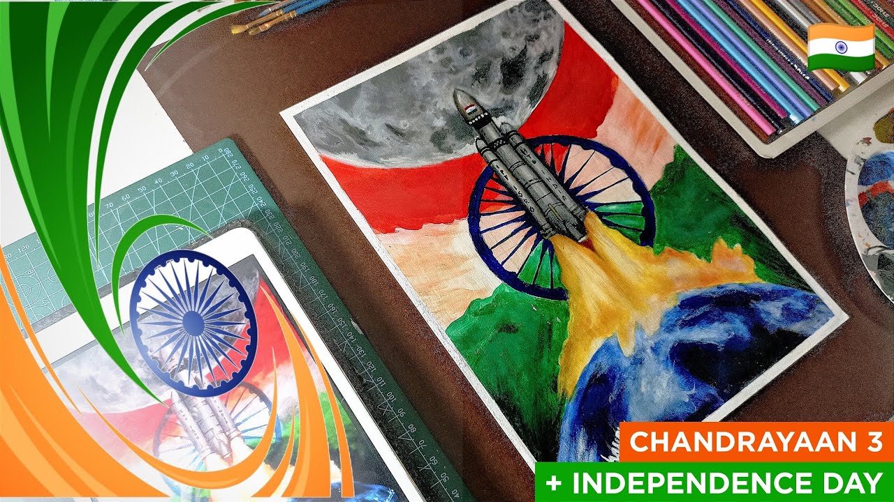 Independence Day 🇮🇳 & ❤ Chandrayaan 3 Concept Art || Acrylic Colours || Artistic Kreations || 2023