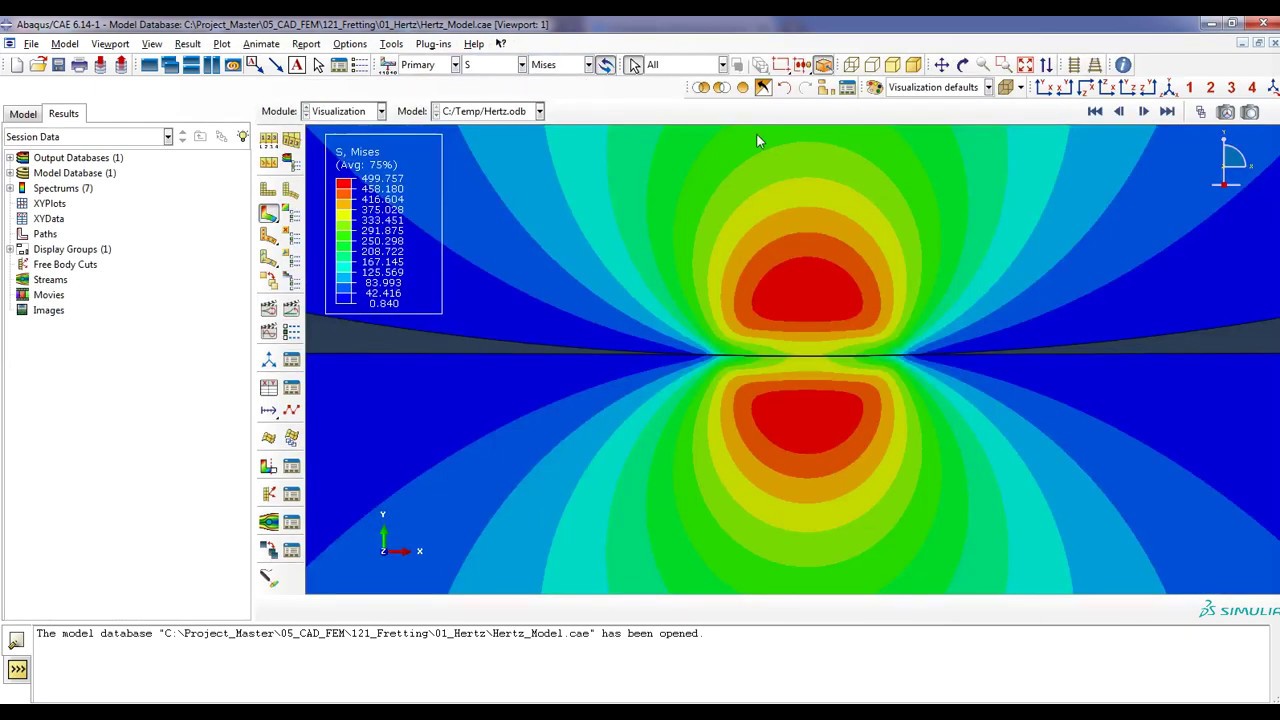 Hertz Contact Simulation using Abaqus ( FEA / CAE )