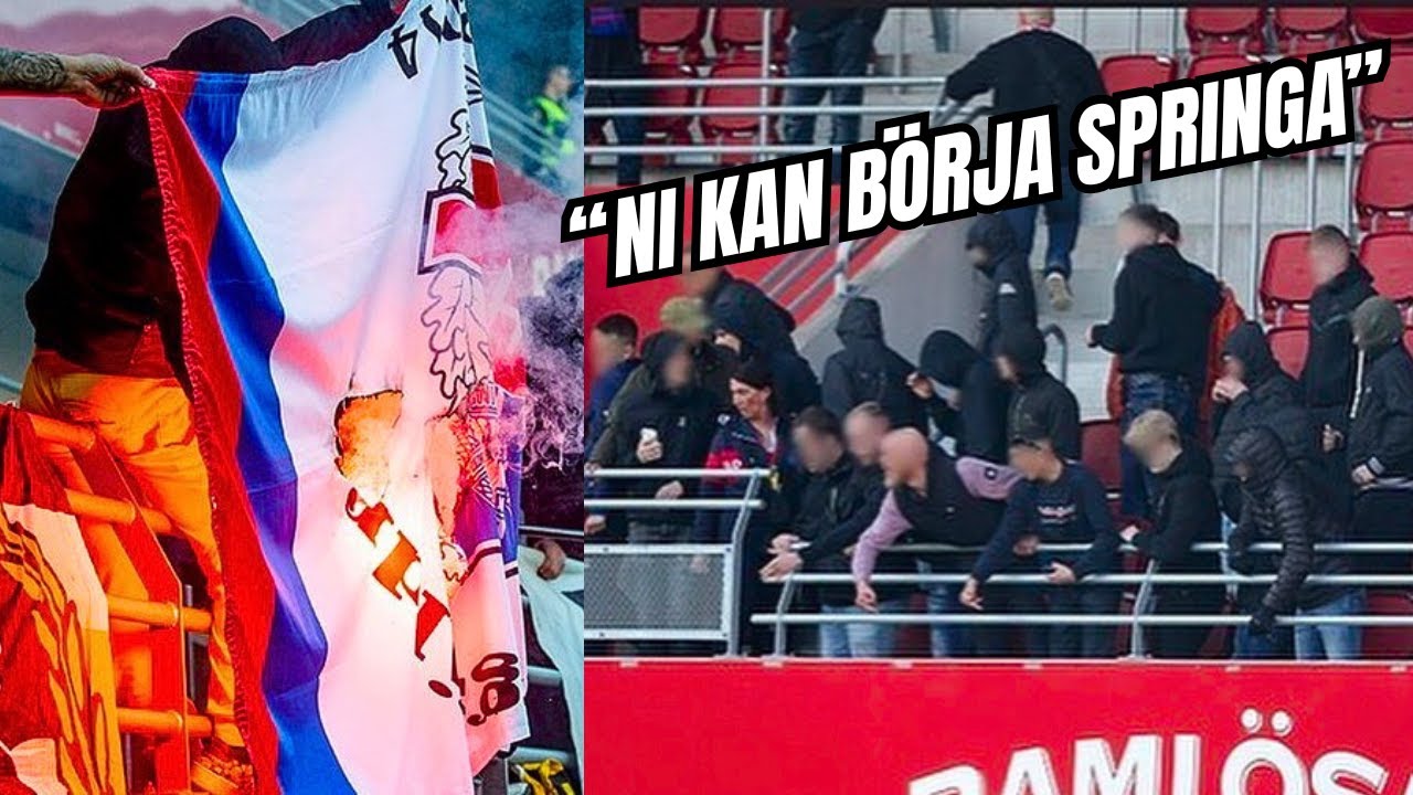 När mannen i gula byxor (BK Häcken) brände en HIF-flagga – grips efter matchen